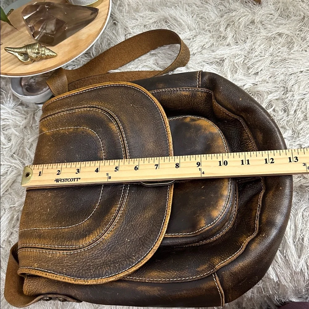 Patricia Nash Brown Distressed Italian Leather Barcelona‎ Saddlebag Crossbody - Picture 16 of 17